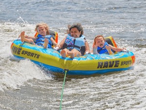 lot 1E image: Rave Sports Charger 3-Person Towable Tube with Backrest