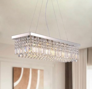 Modern Rectangle Crystal 8-Light Chandelier