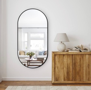 Oval Framed Mirror 48x24 -Black