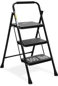 HBTower 3-Step Ladder -Black