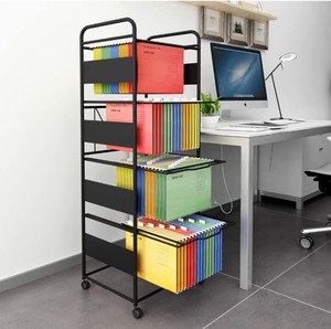 4-Tier Metal Rolling File Rack