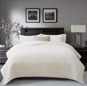 Luxury Velvet King Bed Set -Blanket & 2 Pillowcases, Beige