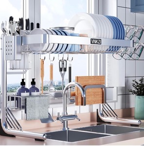 Over the Sink 2-Tier Full Stainless Steel Dish Drying Rack