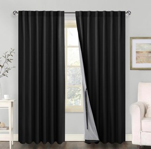Set of 2 100% Blackout Curtains -Black, 52x108