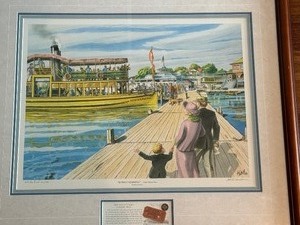 lot 12 image: Framed Kurt Carlson Sunday Morning Lake Minnetonka Print