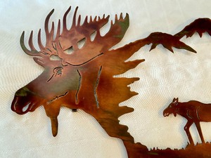 lot 83 image: Metal Laser Cut Moose Wall Hanging
