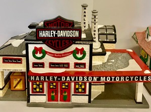 lot 136 image: Department 56 Snow Village Collection Including Harley Davidson Manufacturing, Holly Brothers Garage and More
