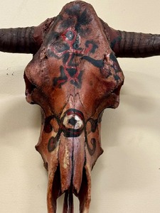 lot 100 image: Large Painted Animal Skull