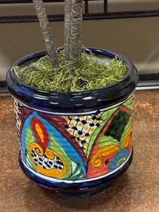 lot 102 image: Decorative Faux Plant in Mexican Pottery Planter