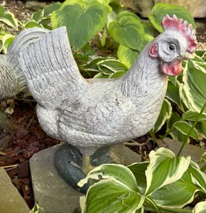 lot 142 image: Two Charming Cement Rooster Yard Sculptures