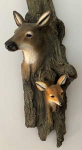 lot 180 image: Natures Window Doe and Fawn Wall Hanging