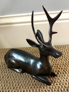 lot 186 image: Three  Bronze Deer Figurines