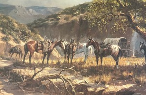 lot 191 image: Chuck Wagon Stop Limited Edition Signed Print by Olaf Wieghorst