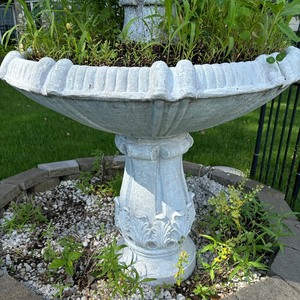 lot 2 image: Two Tiered Cement Fountain  Planter