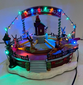 lot 218 image: Northlight 12 Animated Rockin Reindeer Flying Christmas Decor