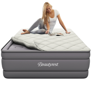 lot 8 image: Queen Size Beautyrest 20 Cushion Aire Quilted Removable Pillow Top Air Bed Mattress with Built-in Pump