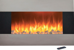 lot 95 image: Wall Mounted Electric Fireplace - Modern Stainless-Steel Fireplace with Remote