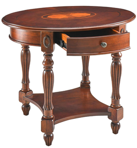 lot 97 image: Cherry Solid Wood End Table Side Table for Living Room, Oval Round End Table Nightstand with Drawer