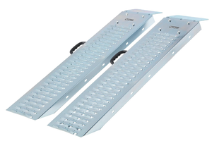 lot 117 image: LOT OF 2 Loading Ramps - Steel Ramp Set for ATVs, Motorcycles, Mowers, Carts & More