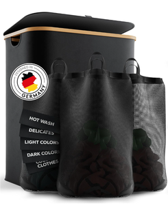 lot 176 image: EDELFELD - Laundry Hamper with Lid 150L - Collapsible Laundry Basket with Lid and 3 Sections