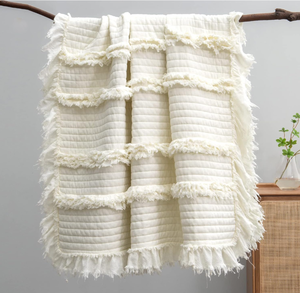 lot 188 image: King Size Pre-Washed Ultra Soft Quilted Cream Blankets for Bed