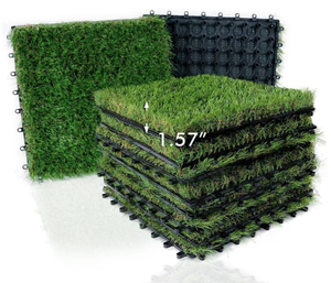 lot 189 image: 14PCS XLX TURF Artificial Grass Tiles Interlocking Turf Deck Set
