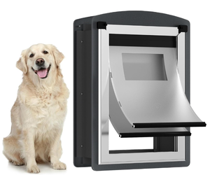 lot 190 image: Large Dog Door for Interior & Exterior Walls with Steel Frame and Telescoping Tunnel