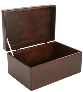 lot 192 image: Large Brown Wooden Box Storage with Hinged Lid