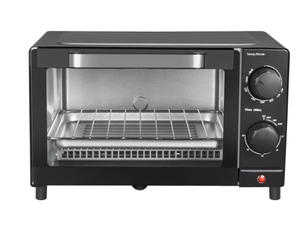 lot 218 image: Mainstays 4 Slice Toaster Oven with 3 Setting, Baking Rack and Pan