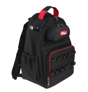 lot 221 image: Hyper Tough Black Tool Backpack with Pockets and Loops, Portable Tool Storage with Base Support