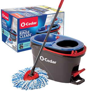 lot 335 image: O-Cedar EasyWring RinseClean Microfiber Spin Mop & Bucket Floor Cleaning System