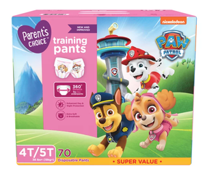lot 419 image: LOT OF 2 Parents Choice Paw Patrol Training Pants for Girls, 4T5T, 70 Count