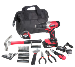 lot 500 image: 70PCS Hyper Tough 20V Max 38-in. Cordless Drill & DIY Home Tool Set Project Kit