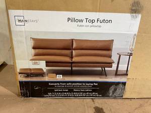 lot 71 image: Mainstays Pillow Top Futon, Camel Faux Leather