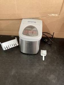 lot 258 image: Frigidaire, 26 lbs. Ice Maker, Bullet-Shaped Ice, Stainless Steel