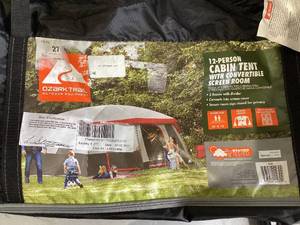 lot 437 image: Ozark Trail 12-Person Cabin Tent, with Convertible Screen Room