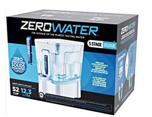 lot 357 image: Zerowater Ready-Read 52 Cups Water Filtration Dispenser, Blue & White