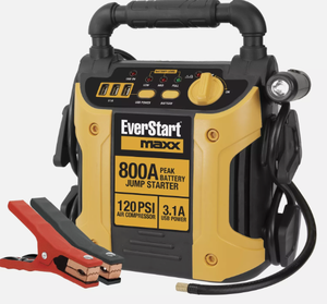 lot 599 image: EverStart Maxx 800 Peak Amp Jump Starter with 120 PSI Compressor, Pivoting LED