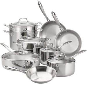 lot 58 image: 14PCS Tramontina Stainless Steel Tri-Ply Clad Cookware Set