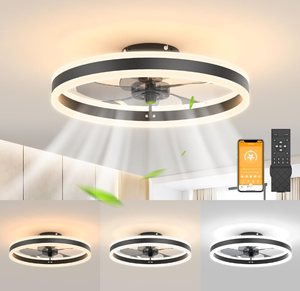 lot 508 image: Low Profile Ceiling Fans with Lights, Flush Mount Ceiling Fan Light with Remote