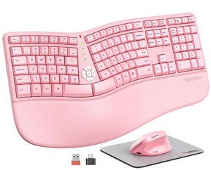 lot 524 image: MEETION Ergonomic Wireless Keyboard and Mouse, Ergo Keyboard with Vertical Mouse