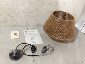lot 575 image: ELYONA Large Woven Pendant Light, Modern Boho Chandelier Handwoven Rattan Basket Pendant Light