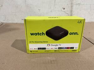 lot 549 image: Watch Onn. Google TV 4K Pro Streaming Device (New, 2024), 4K UHD resolution, Dolby Vision & Dolby ATMOS