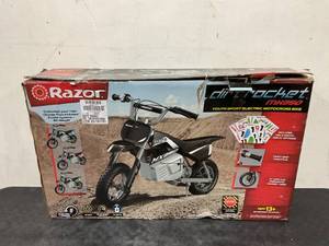lot 585 image: Razor Dirt Rocket MX350 - Black with Decals Included, 24V Electric-Powered Dirt Bike for Kids