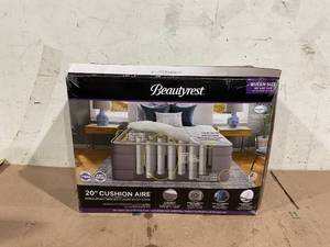 lot 146 image: Queen Size Beautyrest 20 Cushion Aire Quilted Removable Pillow Top Air Bed Mattress with Built-in Pump