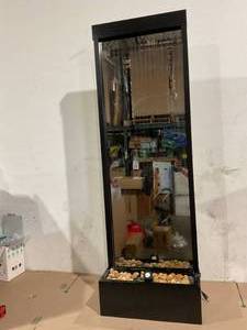 lot 182 image: Metal Mirror Waterfall Fountain with Decorative Stones and Lights Silver