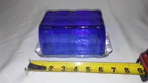 lot 178 image: Hazel Atlas Cobalt CRISSCROSS 1 lb. Butter Dish