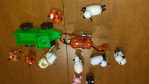 lot 210 image: Vintage 1967 Fisher Price Play Family Farm Pieces.
