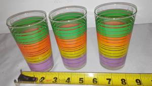 lot 242 image: Vintage Federal Striped Drinking Glasses (3)