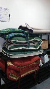 lot 288 image: Outdoor Chair, Lounger Cushions and Rug.